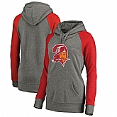 Women Tampa Bay Buccaneers NFL Pro Line by Fanatics Branded Throwback Logo Tri-Blend Raglan Plus Size Pullover Hoodie - GrayRed,baseball caps,new era cap wholesale,wholesale hats