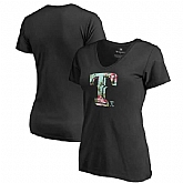 Women Texas Rangers Fanatics Branded Lovely Plus Size V Neck T-Shirt Black Fyun,baseball caps,new era cap wholesale,wholesale hats