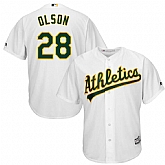 Athletics 28 Matt Olson White Cool Base Jersey,baseball caps,new era cap wholesale,wholesale hats