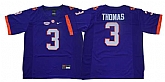 Clemson Tigers 3 Xavier Thomas Purple College Football Jersey,baseball caps,new era cap wholesale,wholesale hats