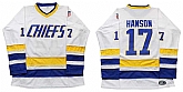 Charlestown Chiefs 17 Vinking Hanson Brothers White Men's Slap Shot Ice Hockey Movie Jersey,baseball caps,new era cap wholesale,wholesale hats