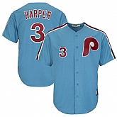 Phillies 3 Bryce Harper Light Blue Cool Base Cooperstown Jersey Dzhi,baseball caps,new era cap wholesale,wholesale hats