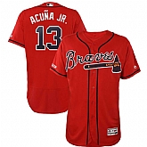 Braves Ronald Acuna Jr Scarlet 150th Patch Flexbase Jersey Dzhi,baseball caps,new era cap wholesale,wholesale hats