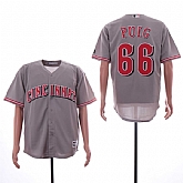 Reds 66 Yasiel Puig Gray Cool Base Jersey Dzhi,baseball caps,new era cap wholesale,wholesale hats