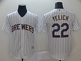 Brewers 22 Christian Yelich White Cool Base Jerseys,baseball caps,new era cap wholesale,wholesale hats