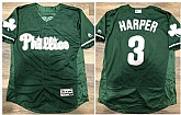 Phillies 3 Bryce Harper Green Flexbase Jersey,baseball caps,new era cap wholesale,wholesale hats