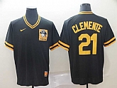 Pirates 21 Roberto Clemente Black Throwback Jerseys,baseball caps,new era cap wholesale,wholesale hats