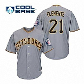 Pirates 21 Roberto Clemente Gray 2019 Hall of Fame Induction Patch Cool Base Jersey Dzhi,baseball caps,new era cap wholesale,wholesale hats