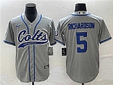 Men's Indianapolis Colts #5 Anthony Richardson Gray Cool Base Stitched Baseball Jersey,baseball caps,new era cap wholesale,wholesale hats
