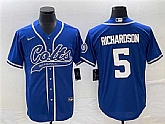 Men's Indianapolis Colts #5 Anthony Richardson Royal Cool Base Stitched Baseball Jersey,baseball caps,new era cap wholesale,wholesale hats