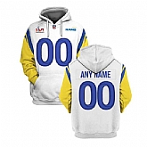 Men's Los Angeles Rams Custom 2022 White Super Bowl LVI Pullover Hoodie,baseball caps,new era cap wholesale,wholesale hats