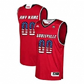 Men's Louisville Cardinals Customized Red USA Flag College Basketball Jersey,baseball caps,new era cap wholesale,wholesale hats