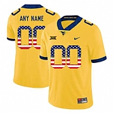 Men's West Virginia Mountaineers Customized Yellow USA Flag College Football Jersey,baseball caps,new era cap wholesale,wholesale hats