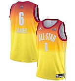 Men's 2023 All-Star #6 LeBron James Orange Game Swingman Stitched Basketball Jersey Dzhi,baseball caps,new era cap wholesale,wholesale hats