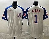 Men's Atlanta Braves #1 Ozzie Albies White 2023 City Connect Cool Base Stitched Jersey,baseball caps,new era cap wholesale,wholesale hats