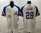 Men's Atlanta Braves #28 Matt Olson Number White 2023 City Connect Cool Base Stitched Jersey,baseball caps,new era cap wholesale,wholesale hats