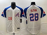 Men's Atlanta Braves #28 Matt Olson Number White 2023 City Connect Flex Base Stitched MLB Jersey,baseball caps,new era cap wholesale,wholesale hats