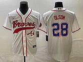 Men's Atlanta Braves #28 Matt Olson White Cool Base With Patch Stitched Jersey,baseball caps,new era cap wholesale,wholesale hats