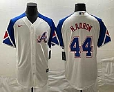 Men's Atlanta Braves #44 Hank Aaron White 2023 City Connect Cool Base Stitched Jersey,baseball caps,new era cap wholesale,wholesale hats