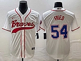 Men's Atlanta Braves #54 Max Fried White Cool Base With Patch Stitched Jersey,baseball caps,new era cap wholesale,wholesale hats