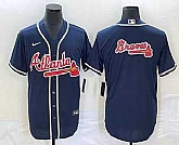 Men's Atlanta Braves Navy Team Big Logo Cool Base Stitched Baseball Jersey,baseball caps,new era cap wholesale,wholesale hats