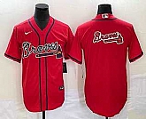 Men's Atlanta Braves Red Team Big Logo Cool Base Stitched Baseball Jersey,baseball caps,new era cap wholesale,wholesale hats