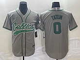 Men's Boston Celtics #0 Jayson Tatum Grey With Patch Stitched Baseball Jersey,baseball caps,new era cap wholesale,wholesale hats