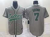 Men's Boston Celtics #7 Jaylen Brown Grey With Patch Stitched Baseball Jersey,baseball caps,new era cap wholesale,wholesale hats
