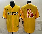 Men's Boston Red Sox Big Logo Gold 2021 City Connect Stitched MLB Cool Base Nike Jersey,baseball caps,new era cap wholesale,wholesale hats