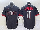 Men's Cincinnati Reds #11 Barry Larkin Black 2023 City Connect Cool Base Stitched Jerseys,baseball caps,new era cap wholesale,wholesale hats