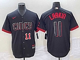 Men's Cincinnati Reds #11 Barry Larkin Number Black 2023 City Connect Cool Base Stitched Jersey,baseball caps,new era cap wholesale,wholesale hats