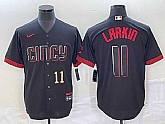 Men's Cincinnati Reds #11 Barry Larkin Number Black 2023 City Connect Cool Base Stitched MLB Jersey,baseball caps,new era cap wholesale,wholesale hats