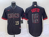 Men's Cincinnati Reds #19 Joey Votto Number Black 2023 City Connect Cool Base Stitched Jersey,baseball caps,new era cap wholesale,wholesale hats