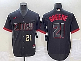 Men's Cincinnati Reds #21 Hunter Greene Number Black 2023 City Connect Cool Base Stitched Jersey,baseball caps,new era cap wholesale,wholesale hats