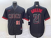 Men's Cincinnati Reds #21 Hunter Greene Number Black 2023 City Connect Cool Base Stitched Jerseys,baseball caps,new era cap wholesale,wholesale hats