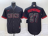 Men's Cincinnati Reds #37 Tyler Stephenson Black 2023 City Connect Cool Base Stitched Jersey,baseball caps,new era cap wholesale,wholesale hats