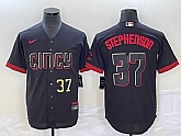 Men's Cincinnati Reds #37 Tyler Stephenson Number Black 2023 City Connect Cool Base Stitched Jersey,baseball caps,new era cap wholesale,wholesale hats