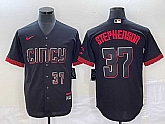 Men's Cincinnati Reds #37 Tyler Stephenson Number Black 2023 City Connect Cool Base Stitched MLB Jersey,baseball caps,new era cap wholesale,wholesale hats