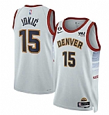 Men's Denver Nuggets #15 Nikola Jokic Gray 2022-23 City Edition With NO.6 Patch Stitched Jersey Dzhi,baseball caps,new era cap wholesale,wholesale hats