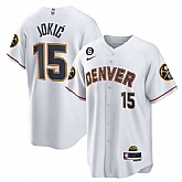 Men's Denver Nuggets #15 Nikola Jokic White With No.6 Patch Cool Base Stitched Jersey Dzhi,baseball caps,new era cap wholesale,wholesale hats