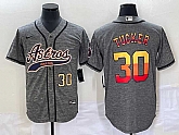 Men's Houston Astros #30 Kyle Tucker Number Grey Gridiron Cool Base Stitched Baseball Jersey,baseball caps,new era cap wholesale,wholesale hats