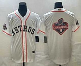 Men's Houston Astros Big Logo 2023 White Gold World Serise Champions Patch Cool Base Stitched Jersey,baseball caps,new era cap wholesale,wholesale hats