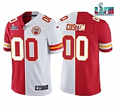 Men's Kansas City Chiefs ACTIVE PLAYER Custom Red White Split Super Bowl LVII Patch Vapor Untouchable Limited Stitched Jersey,baseball caps,new era cap wholesale,wholesale hats