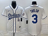 Men's Los Angeles Dodgers #3 Chris Taylor White With Patch Cool Base Stitched Jersey,baseball caps,new era cap wholesale,wholesale hats