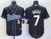 Men's Los Angeles Dodgers #7 Julio Urias Black With Patch Cool Base Stitched Baseball Jersey,baseball caps,new era cap wholesale,wholesale hats