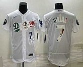 Men's Los Angeles Dodgers #7 Julio Urias Number White With Vin Scully Patch Flex Base Stitched Baseball Jerseys,baseball caps,new era cap wholesale,wholesale hats