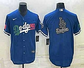 Men's Los Angeles Dodgers Big Logo Navy Blue Pinstripe MLB Cool Base Nike Jerseys,baseball caps,new era cap wholesale,wholesale hats