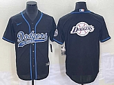 Men's Los Angeles Dodgers Black Team Big Logo With Patch Cool Base Stitched Baseball Jersey,baseball caps,new era cap wholesale,wholesale hats