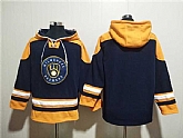 Men's Milwaukee Brewers Blank Black Gold Ageless Must-Have Lace-Up Pullover Hoodie,baseball caps,new era cap wholesale,wholesale hats