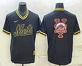 Men's New York Mets Big Logo Black Gold Nike Cooperstown Legend V Neck Jersey,baseball caps,new era cap wholesale,wholesale hats